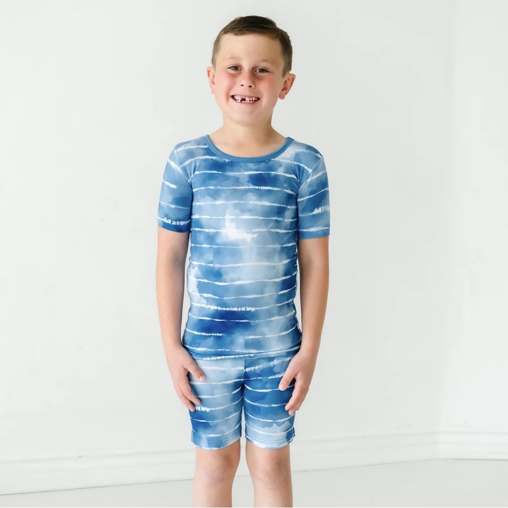 Little Sleepies Blue Tie Dye Dreams Short Sleeve Shorts Pajama Set